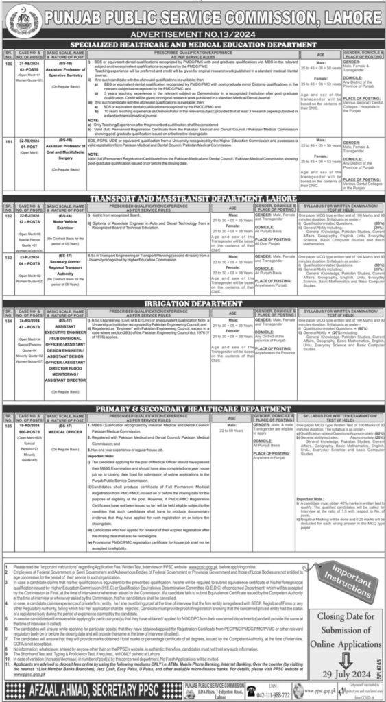 PPSC Jobs Punjab Complete Detailed Image